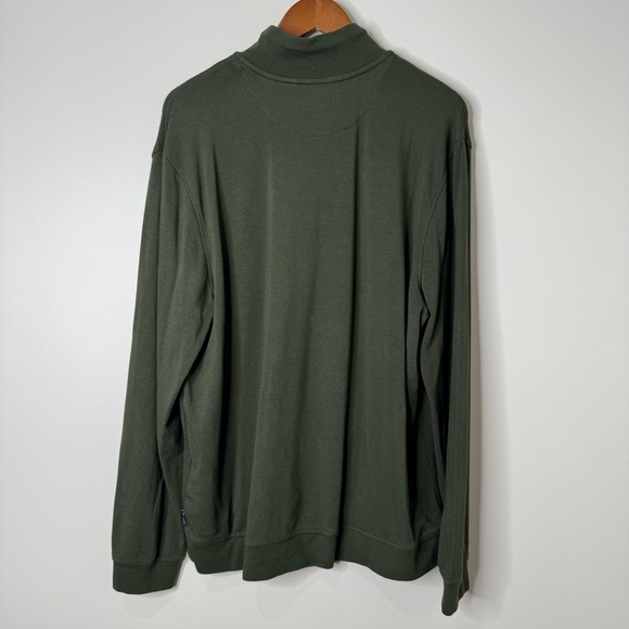 Ted Baker Green Cotton Modal Texture Knit Stretch Jersey Caravan Quarter Zip - Picture 10 of 13